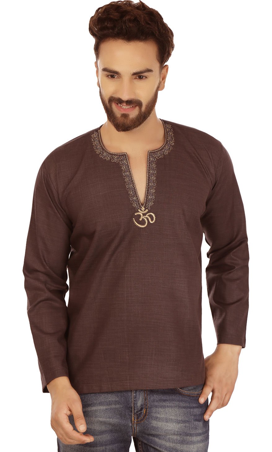 Men's Cotton Embroidered Short Kurta Shirt | Traditional Indian Ethnic Wear | Perfect for Festivals, Weddings & Casual Outfits