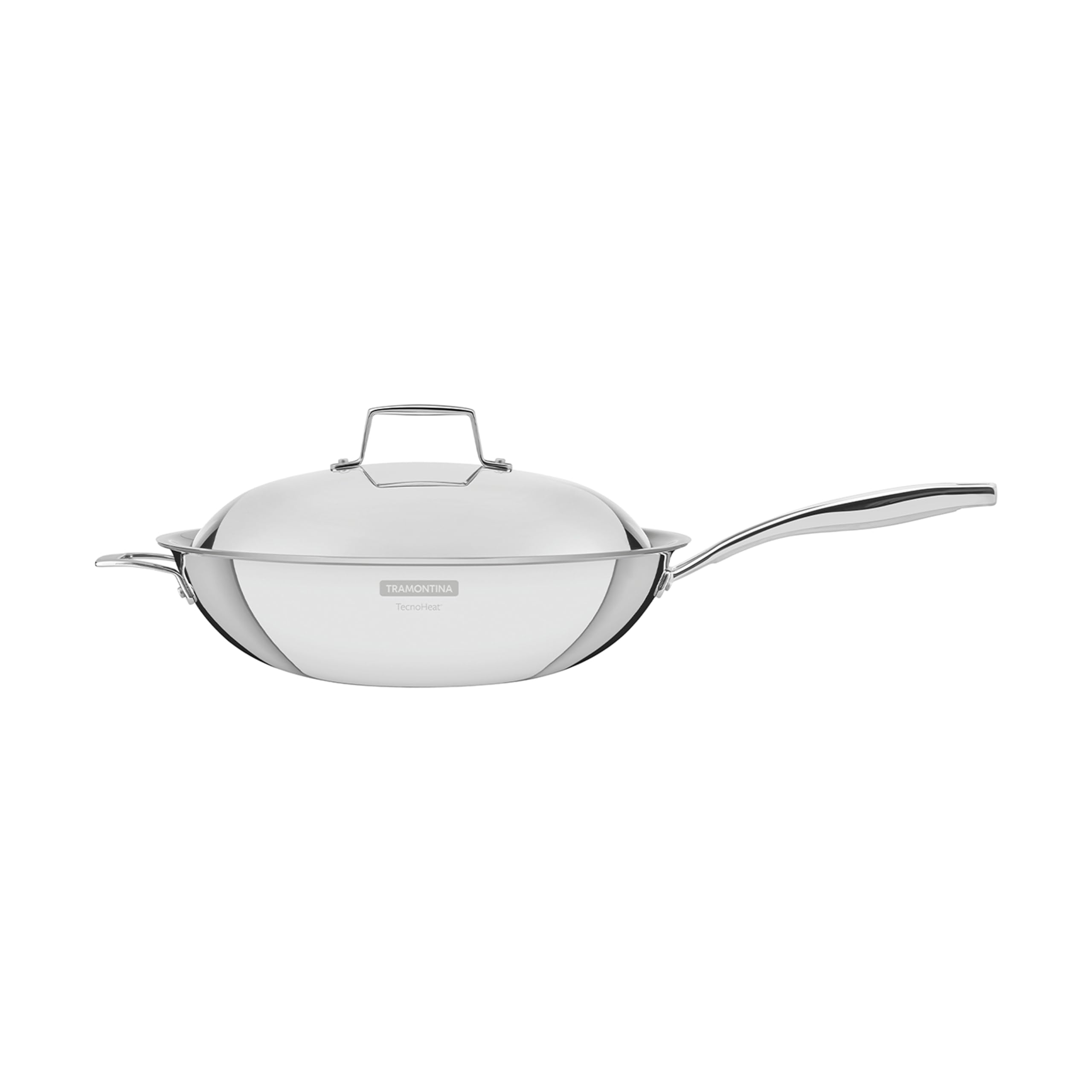 TRAMONTINA 12.6 Inch Stainless Steel Wok Pan with Lid - 3-Layer Induction Compatible Cookware for Stir Fry, Sauté & Deep Frying - Dishwasher Safe, Gas & Induction Stove Friendly - Perfect for Asian Cuisine & Home Cooking
