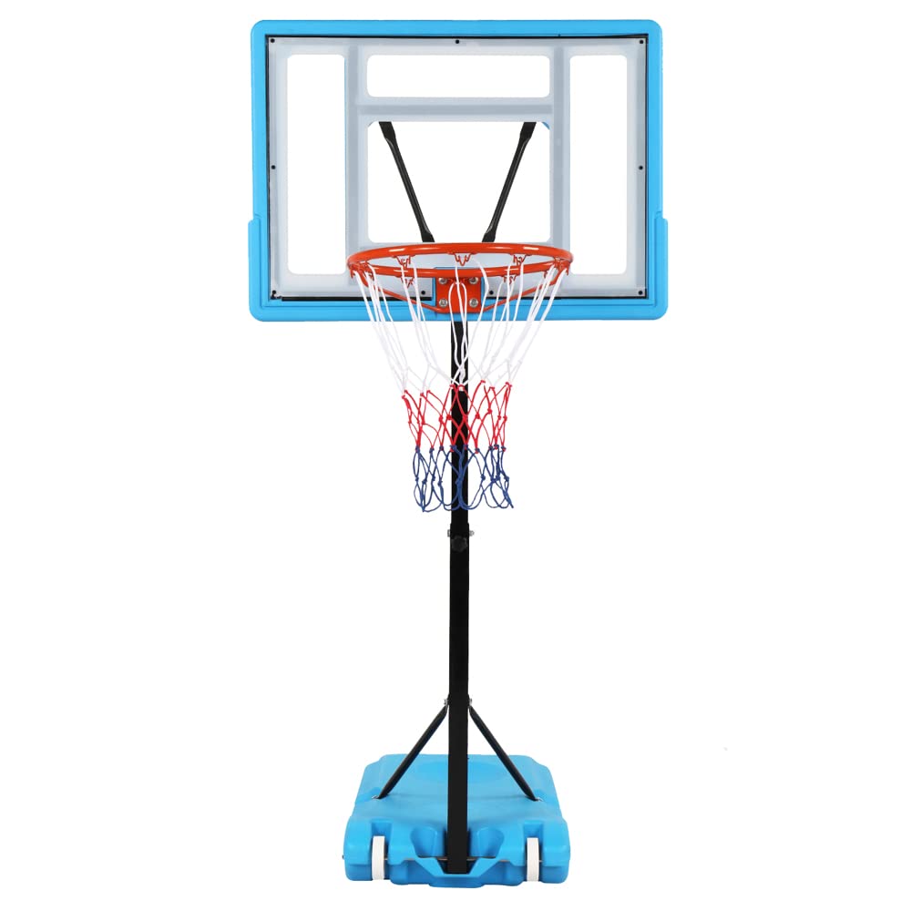 MengK PVC Transparent Board Basket Frame Adjustable 115-135cm - Blue Poolside Storage Organizer for Beach, Pool, and Outdoor Gear