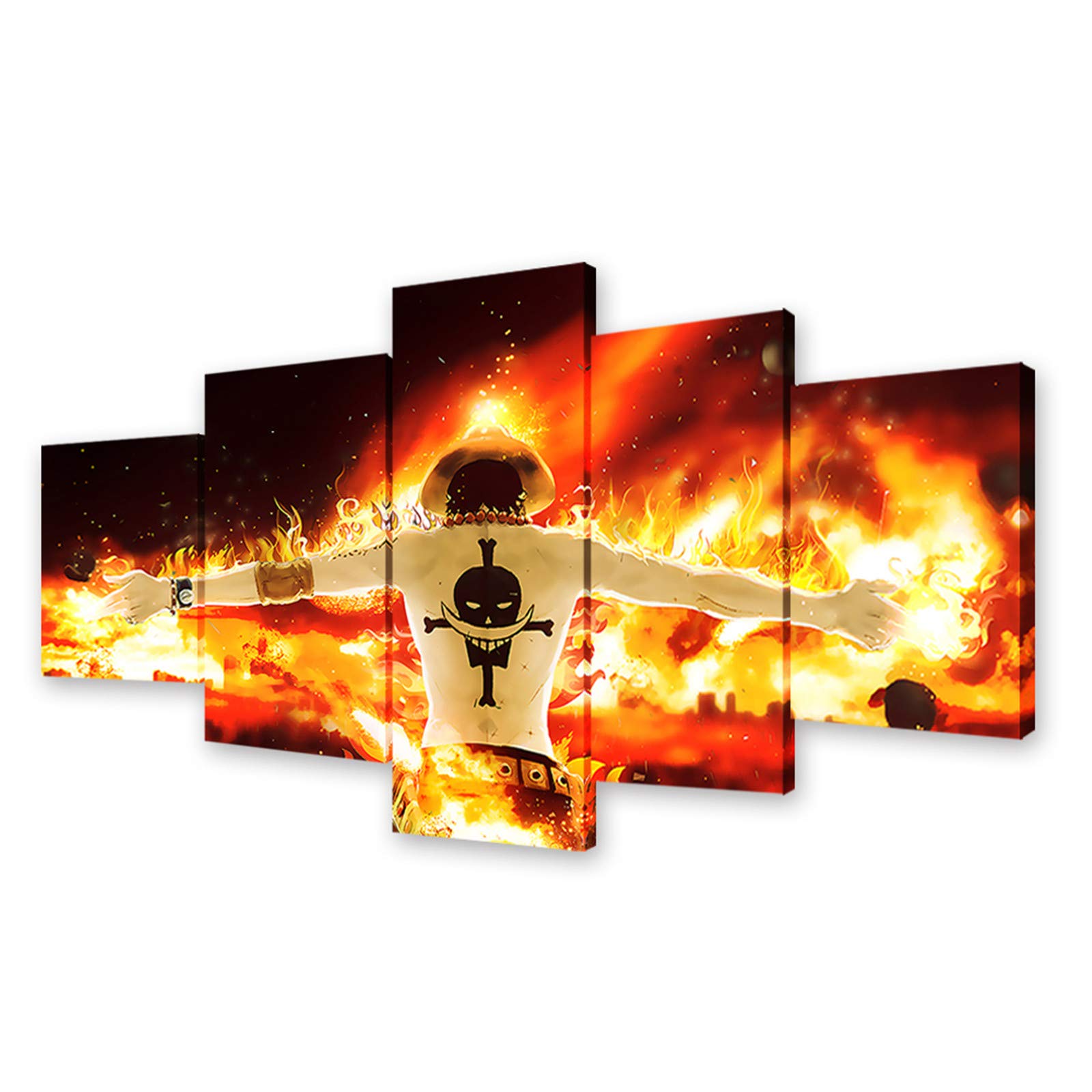 One Piece Portgas D Ace Canvas Wall Art Print - Framed Anime Poster for Living Room, Bedroom & Office Decor - Perfect Gift for Anime Fans