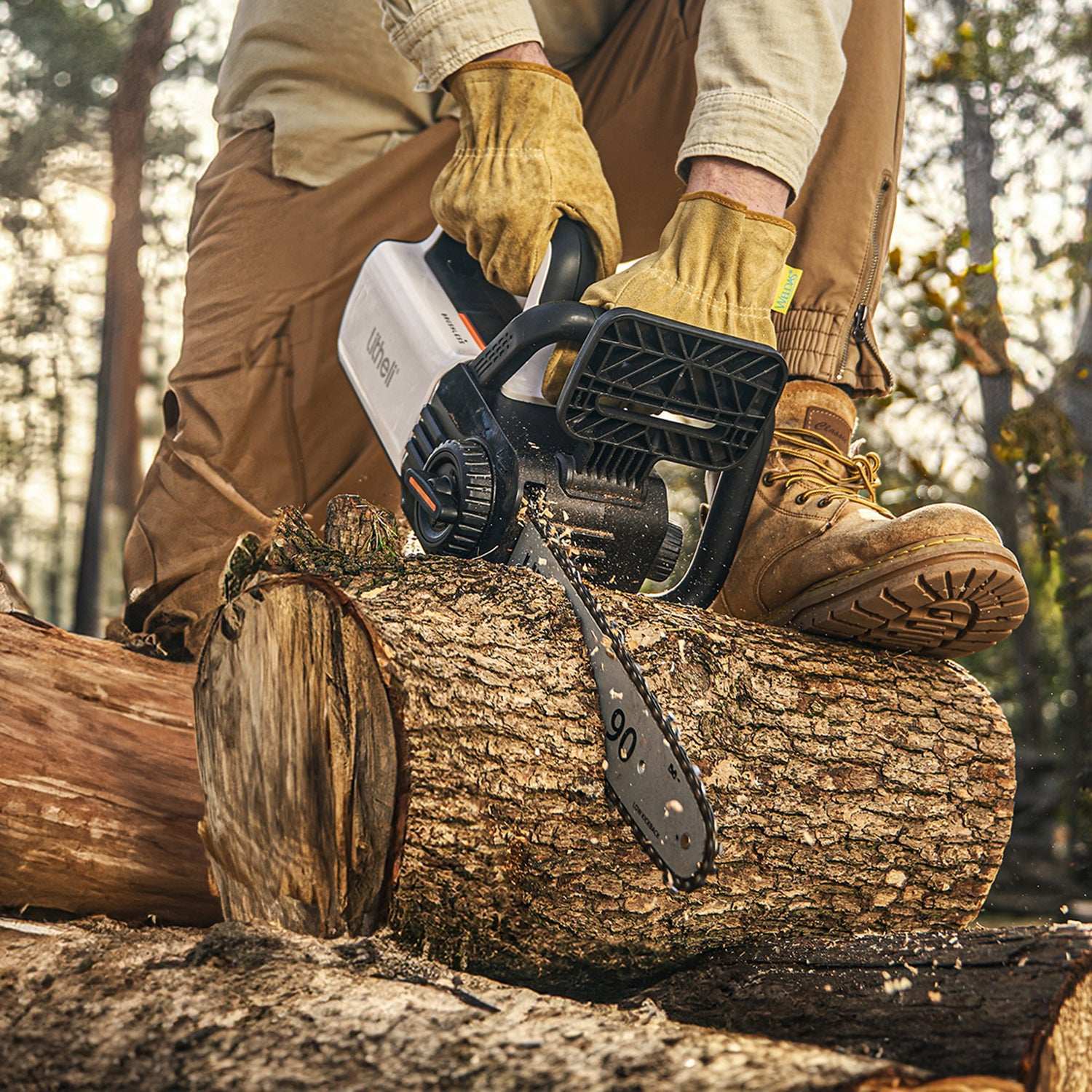 2 Pack 20V U20 Brushless Cordless Chainsaw with 2 x 2.0Ah Batteries - Perfect for Tree Trimming, Firewood Cutting & Yard Maintenance