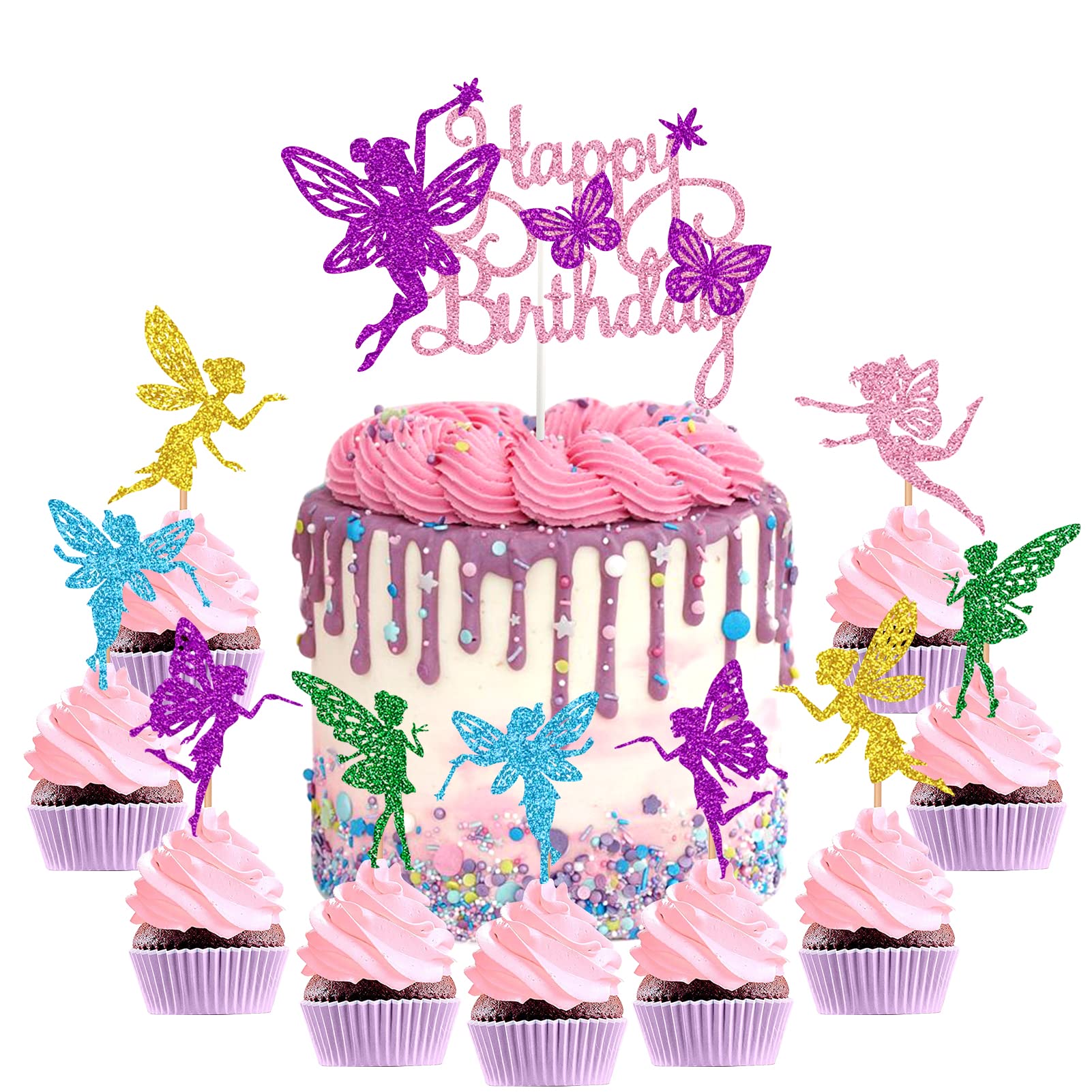 31Pcs Fairy Cake Toppers - Magical Birthday Cake Decorations for Girls, Cupcake Toppers for Kids, Fairy Themed Party Supplies - Perfect for Birthday Cakes, Cupcakes, and Fairy-Themed Celebrations