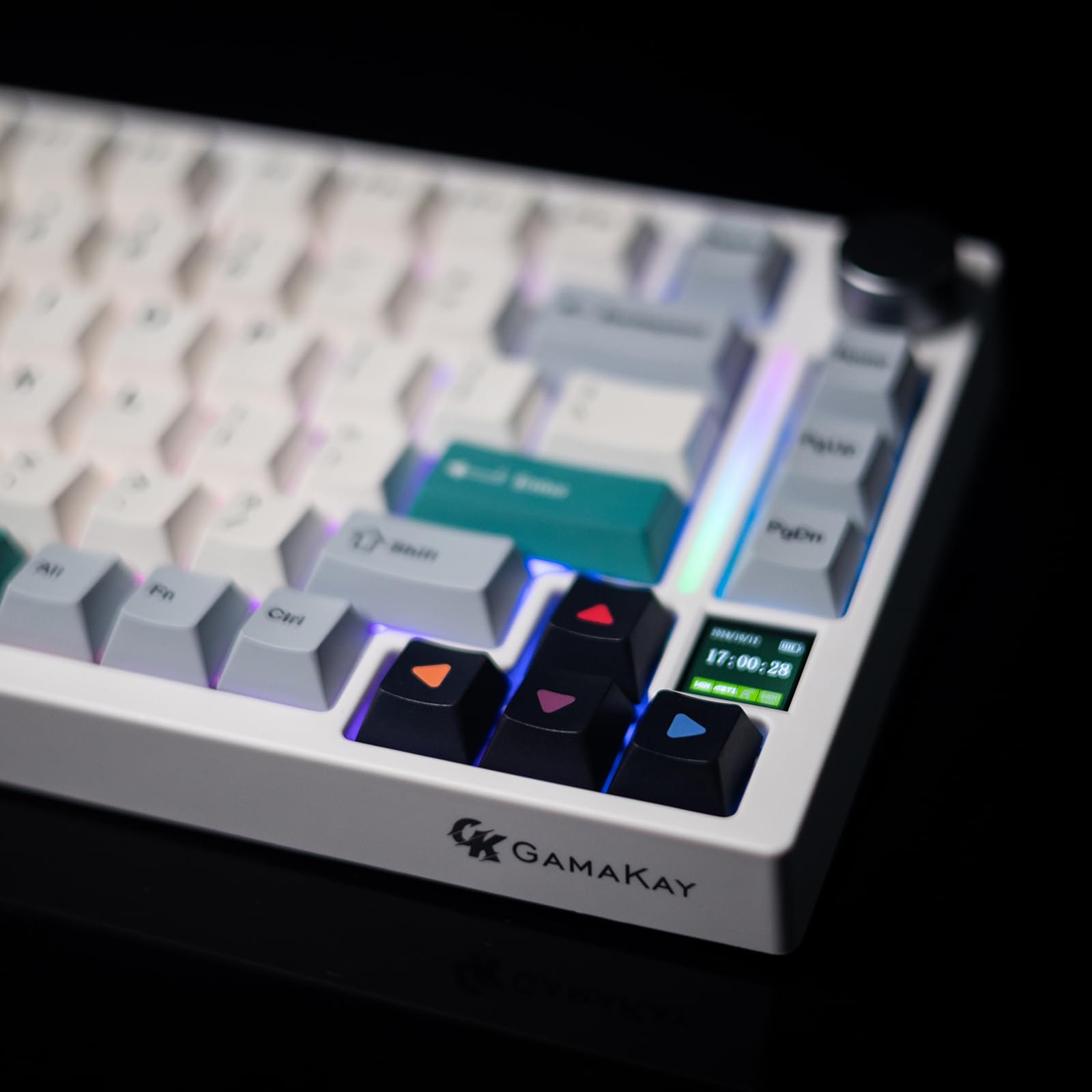 GK GAMAKAY TK75 V2 75% Compact Silent Mechanical Keyboard with TFT Screen - Hot Swappable RGB Backlit, Bluetooth 5.0/2.4GHz Wireless & USB-C Wired - PBT Cherry Profile Keycaps for Gaming, Office & Typing (Pegasus Switch) - Perfect for Esports, Programming & Home Workspace Setup