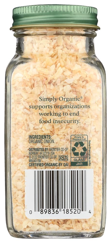 Organic White Minced Onion - 2.21 oz Bottle (Pack of 2) | Simply Organic | All-Natural Seasoning for Soups, Salads & Homemade Meals