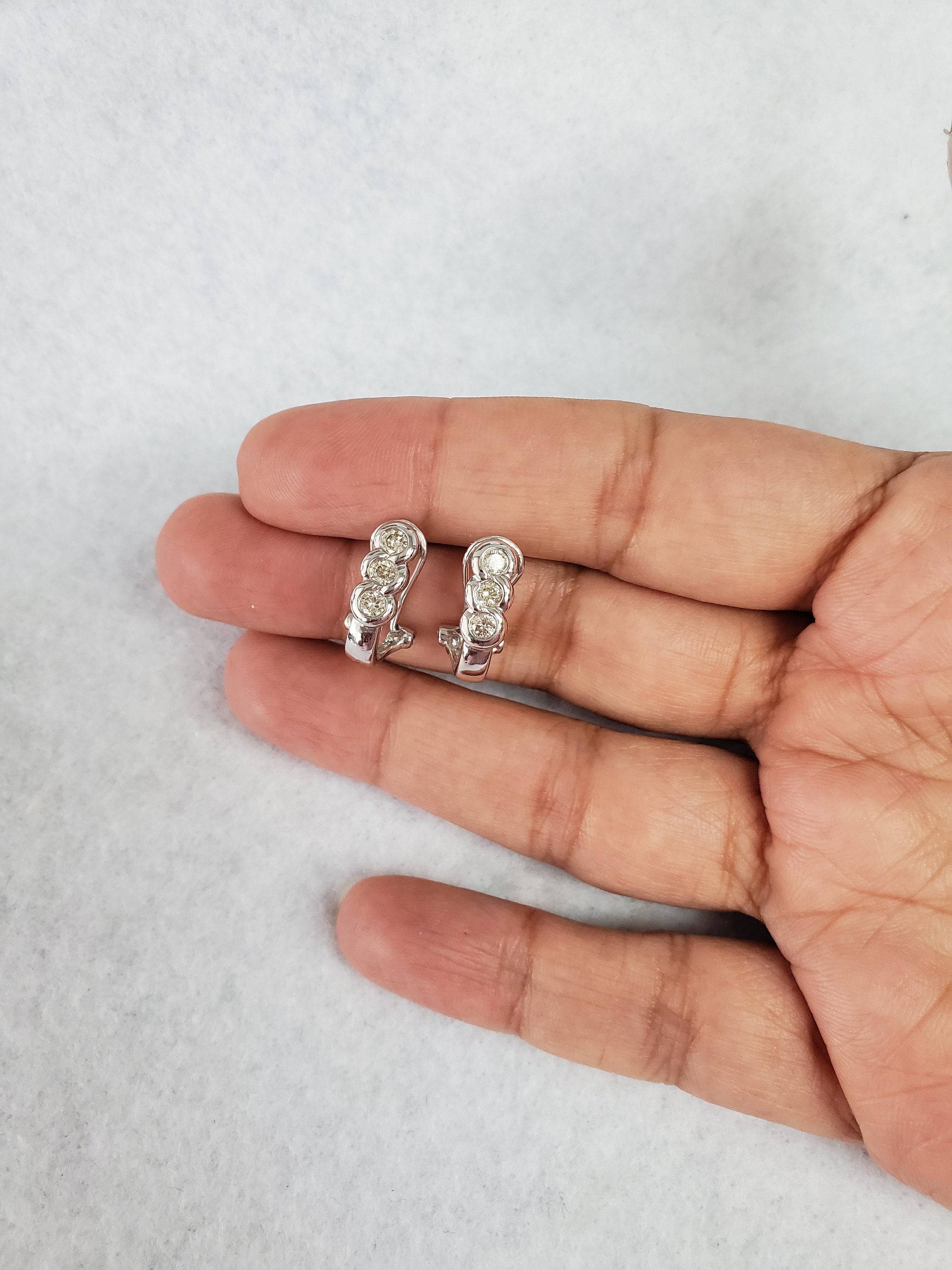 14K White Gold Diamond Bezel Earrings 0.43cttw - Elegant Stud Earrings for Women, Perfect for Weddings, Parties & Everyday Wear