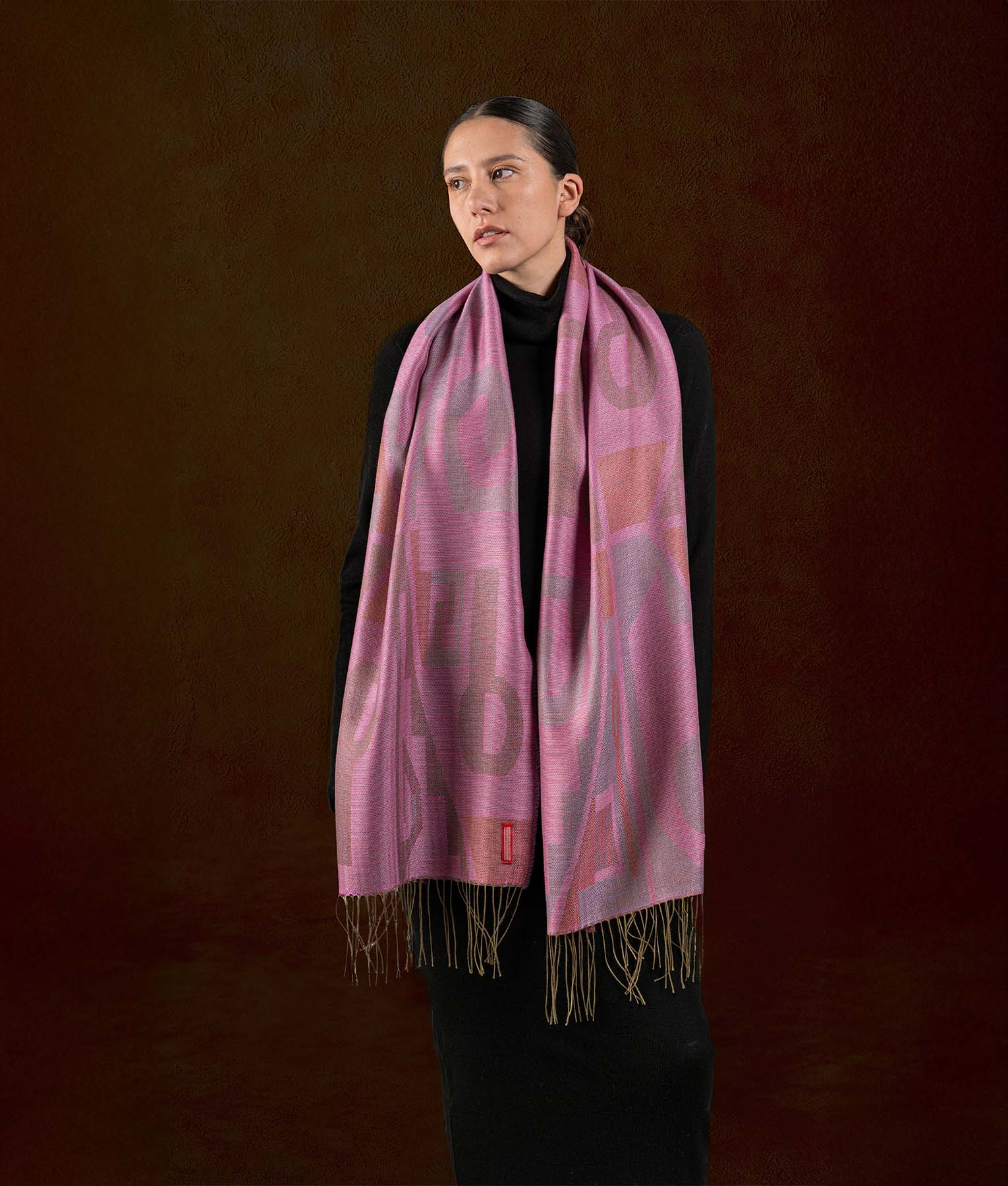 Huari La Nobleza Scarf - Soft Pink Mauve Woven Shawl for Women | Elegant Winter Accessory for Parties, Weddings & Office Wear