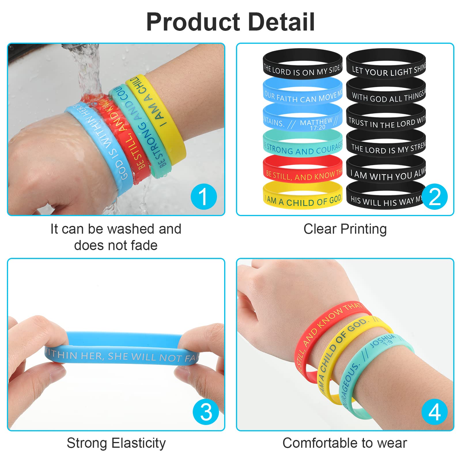 60 Pcs Bible Verse Silicone Bracelets - Religious Christian Inspirational Wristbands with Scripture for Men, Women & Teens - Perfect for Church, Bible Study, Prayer Groups & Faith-Based Events