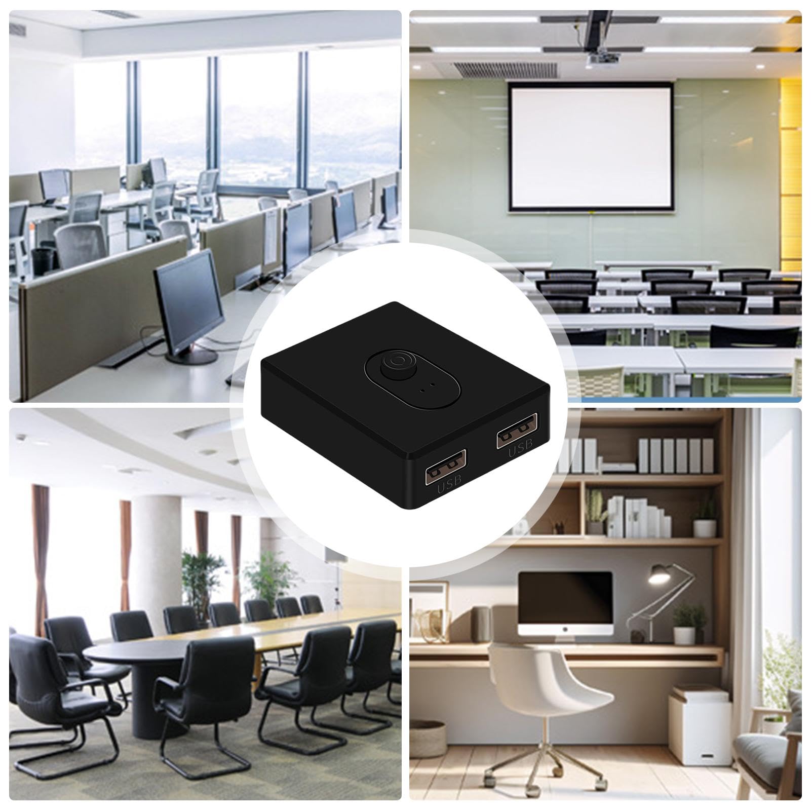 USB Switch 2 in 1 Out / 1 in 2 Out - Bidirectional Sharing Hub for PC, Mouse, Keyboard, Printer & Scanner - Plug and Play USB Switcher for Home Office & Gaming Setup