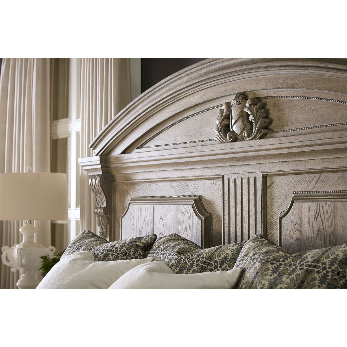 Arch Salvage California King Chambers Panel Bed in Brown & Grey - Perfect for Master Bedroom & Guest Room Decor