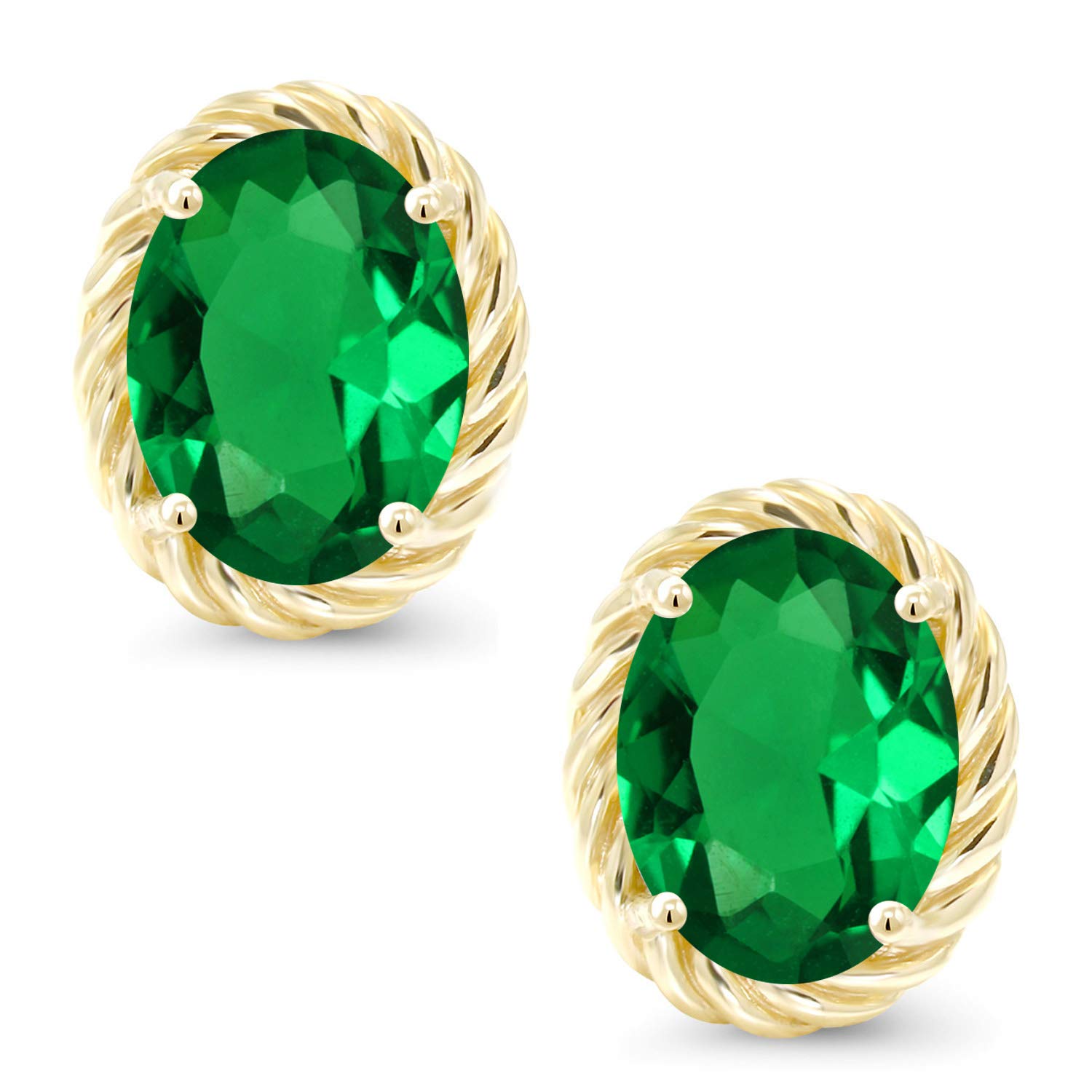 14K Yellow Gold Oval Birthstone Earrings for Women & Men | Gemstone Jewelry Gift