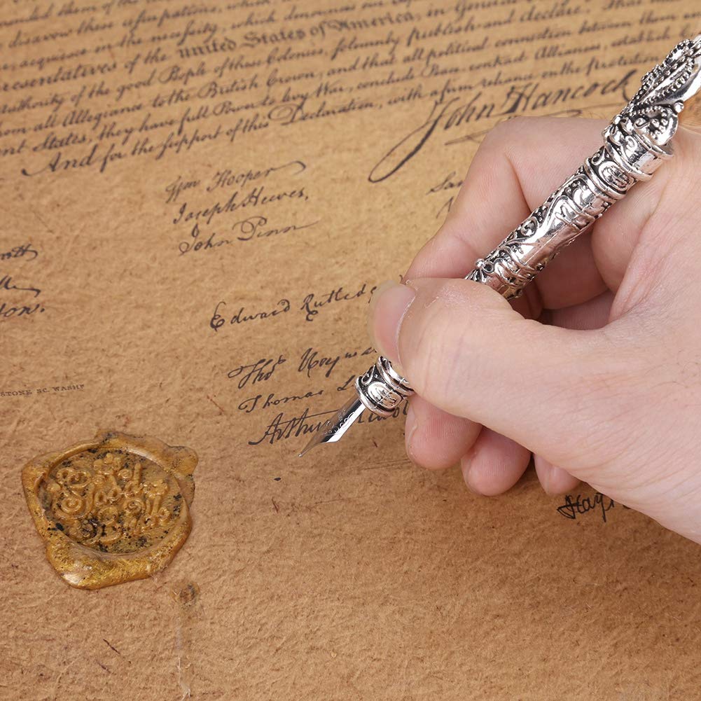 Vintage Feather Pen with Dipped Ink - Elegant Calligraphy Writing Quill for Students, Office & Home Desk Decor - Perfect for Journaling, Letter Writing & Gift Giving