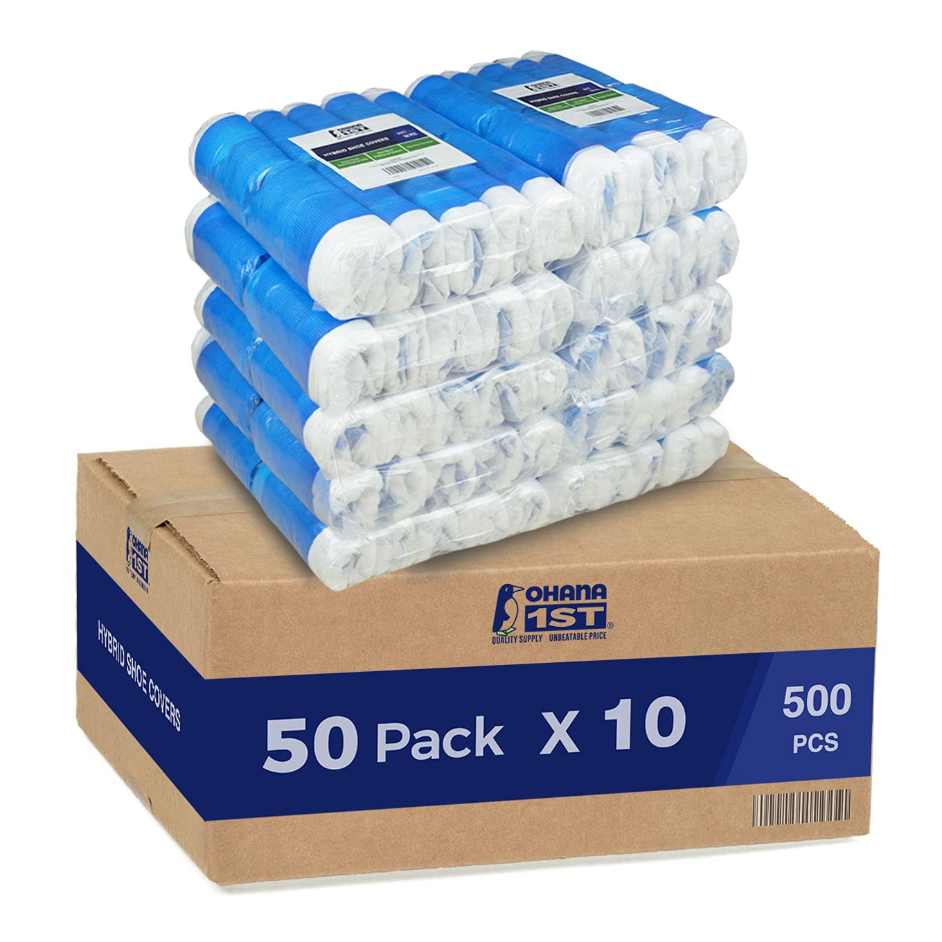 Ohana 1st Hybrid Disposable Shoe Covers - Non-Slip, Waterproof (500 PCS Bulk Pack) - Ideal for Hospitals, Clean Rooms, and Home Protection