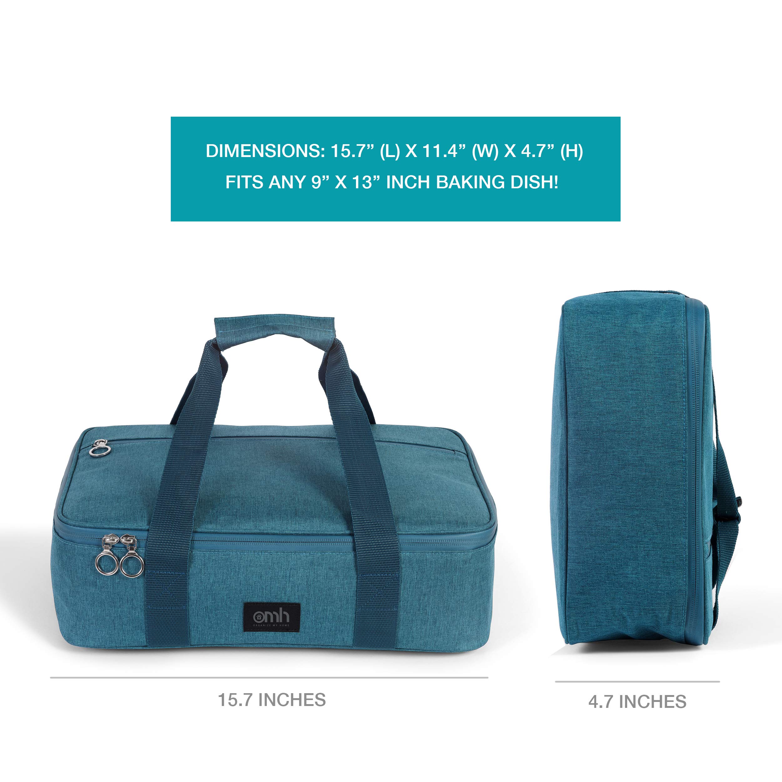 Insulated Casserole Carrier for Hot & Cold Food - 9x13 Inch Thermal Casserole Dish Tote for Lasagna, Potlucks, Picnics & Cookouts - Leakproof Teal Casserole Bag (Perfect for Parties, Family Gatherings & Outdoor Dining)