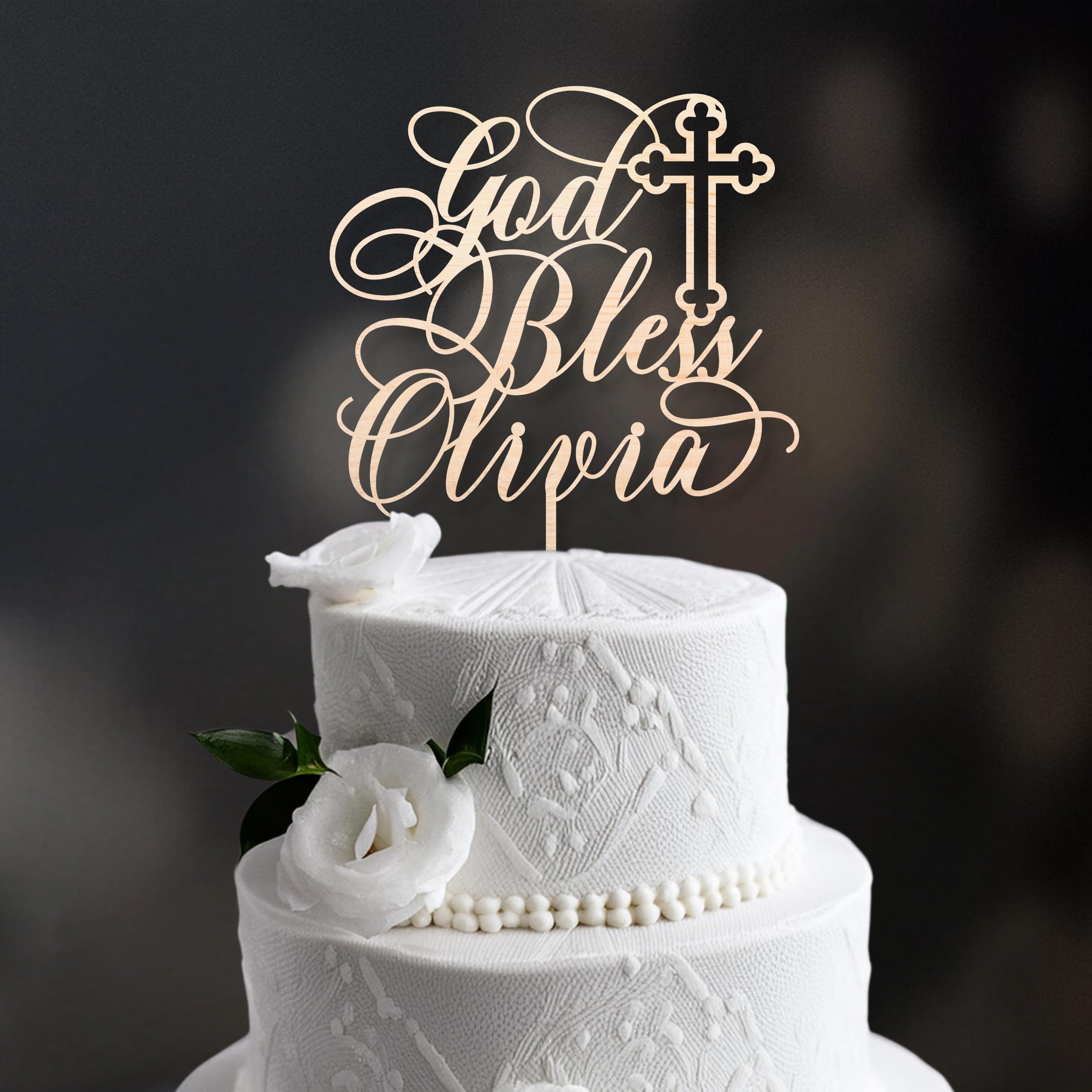 Custom Baptism Cake Topper Personalized with Name - Christening & Communion Cake Decor for Boys & Girls - Perfect for Baptism, First Communion, Baby Shower & Religious Celebrations