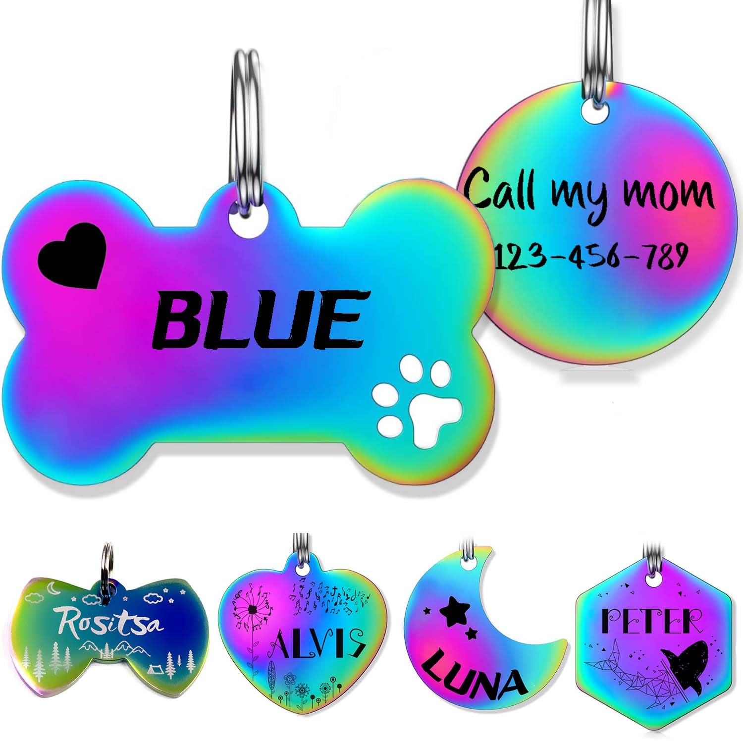 **Personalized Engraved Stainless Steel Pet ID Tags - 17 Shapes for Dogs & Cats - Durable Anti-Lost Collar Accessories for Small & Large Pets - Perfect for Daily Walks, Travel & Safety (1-Normal Shape)**