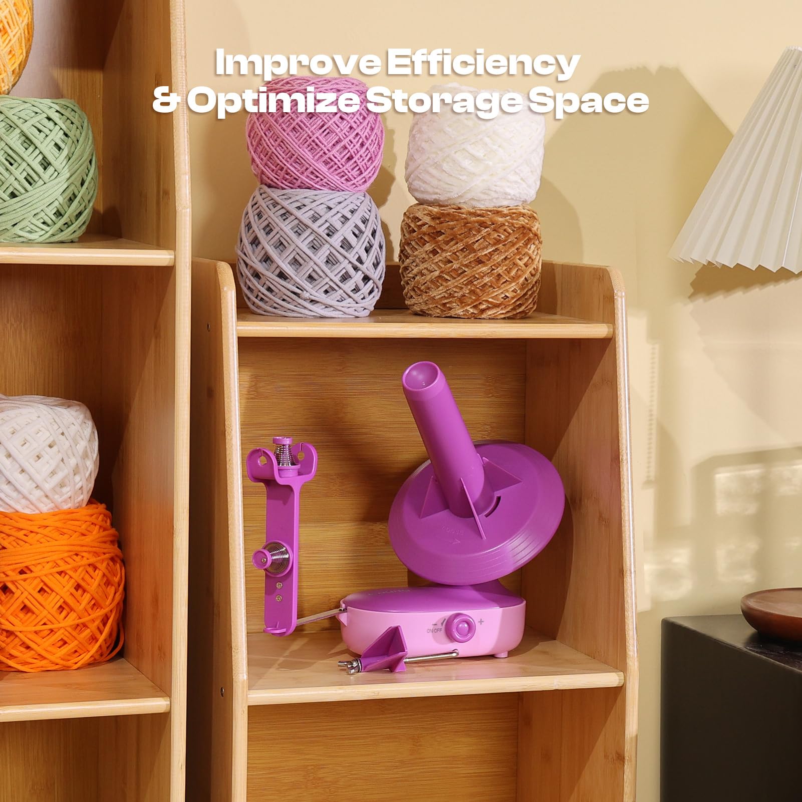 Electric Yarn Ball Winder Machine - 10oz Large Automatic Yarn Winder with Dual-Spring Tension & Stepless Speed for Crocheting, Knitting - Perfect for Crafting Yarn Cakes & DIY Projects (Purple)