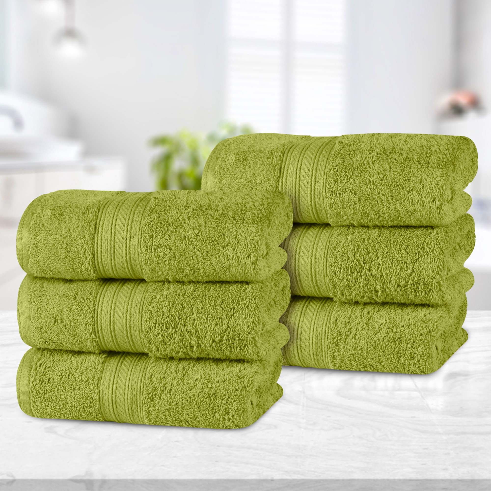 Premium Atlas Cotton Plush Absorbent Heavyweight Luxury Hand Towels - Set of 6 Soft Bathroom Towels for Spa, Guest Bathroom, and Upscale Hotel Use