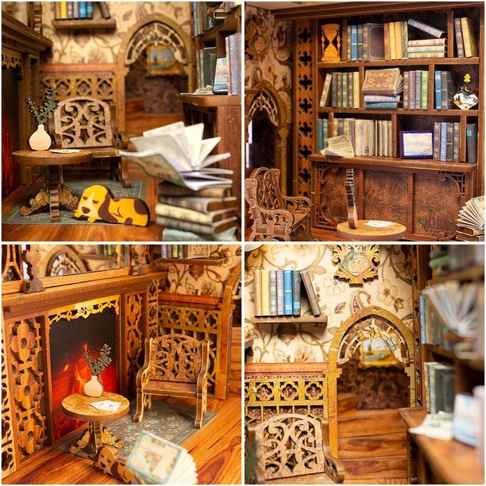 Eternal Bookstore Book Nook Kit with Dust Cover - DIY Miniature Bookshelf Decor for Home, Office & Gift Ideas