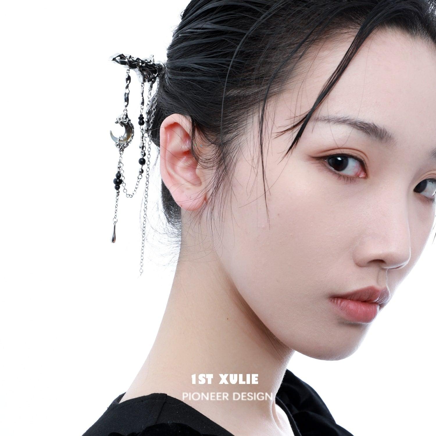 MYTH OF THE MOON 18k Gold Plated Ebony Wood Hairpin for Women - Elegant Hair Accessory for Weddings, Parties & Special Occasions