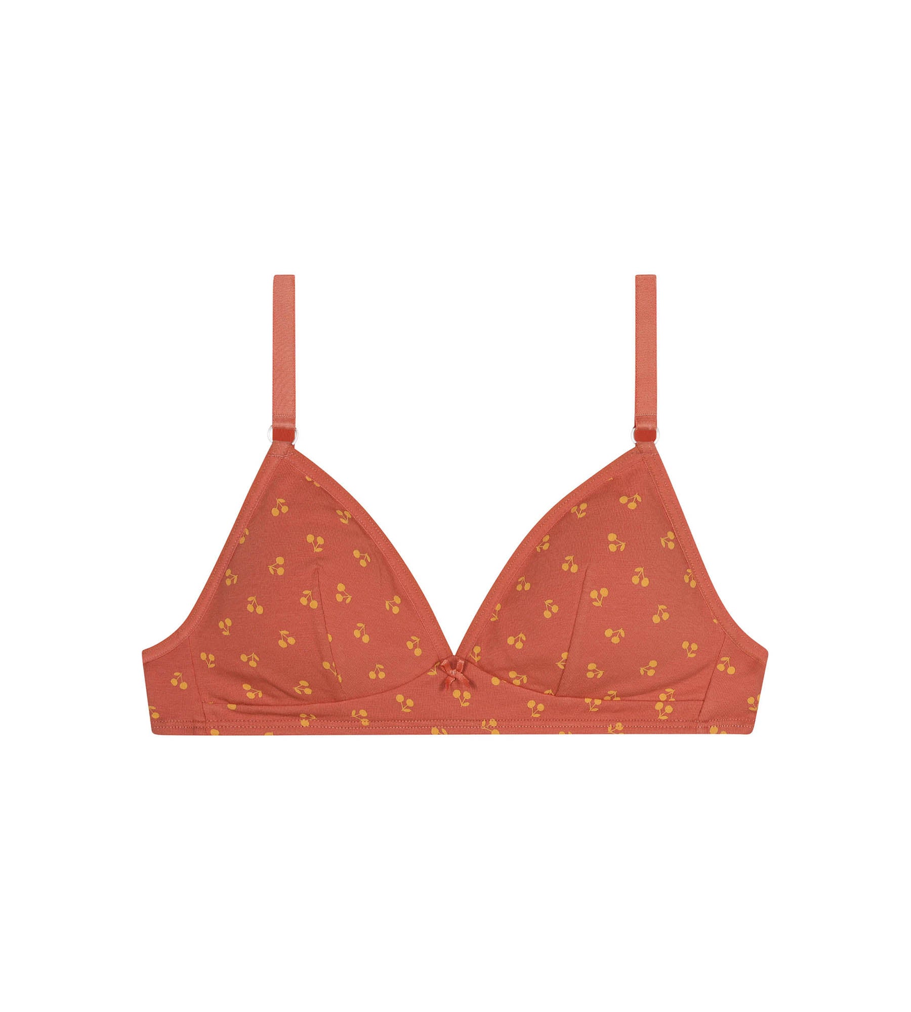 Yellow Cherry Print Triangle Bralette for Girls - Comfortable & Stylish Underwear for School, Sports, and Everyday Wear