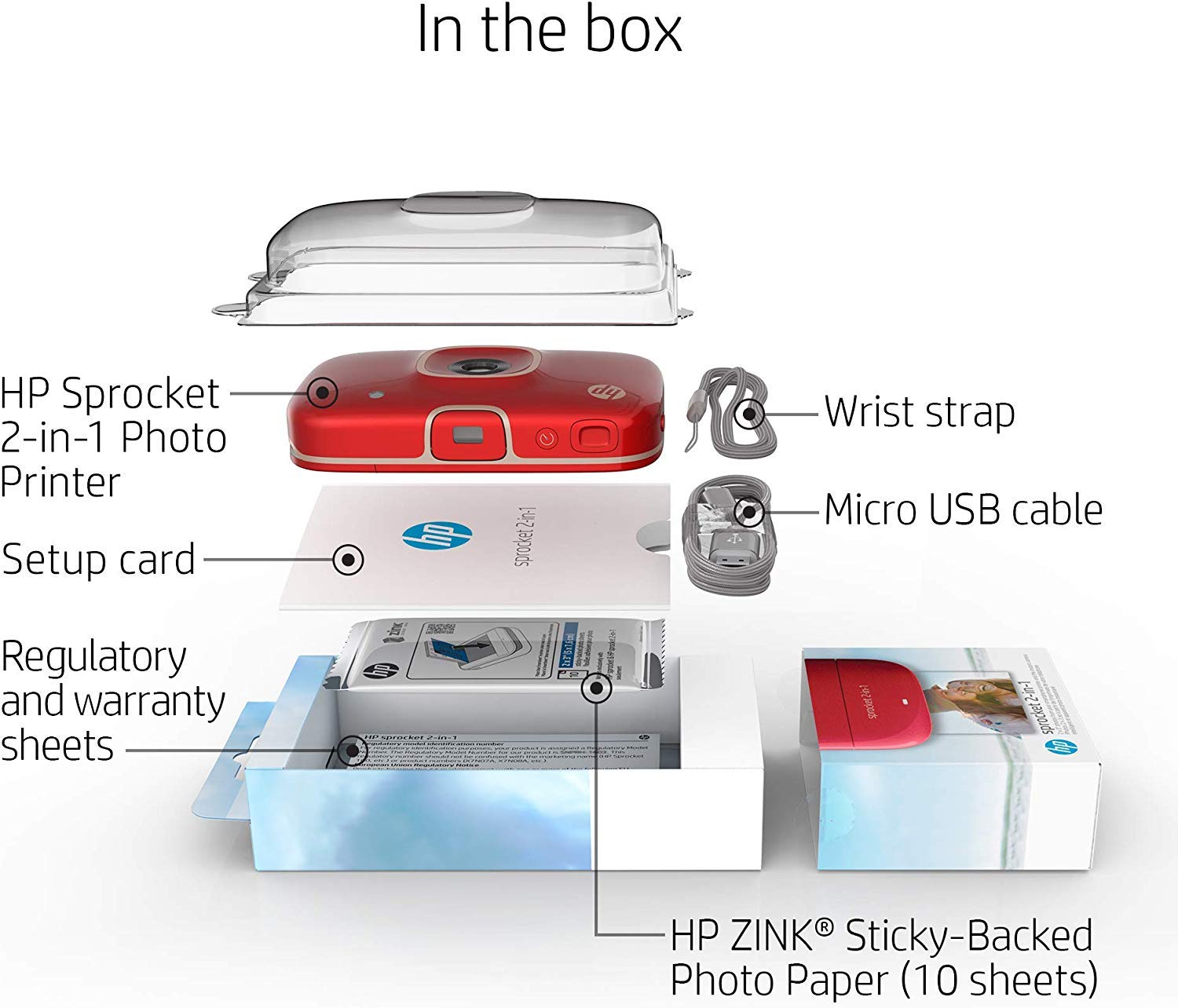 HP Sprocket 2-in-1 Portable Photo Printer & Instant Camera - Print 2x3