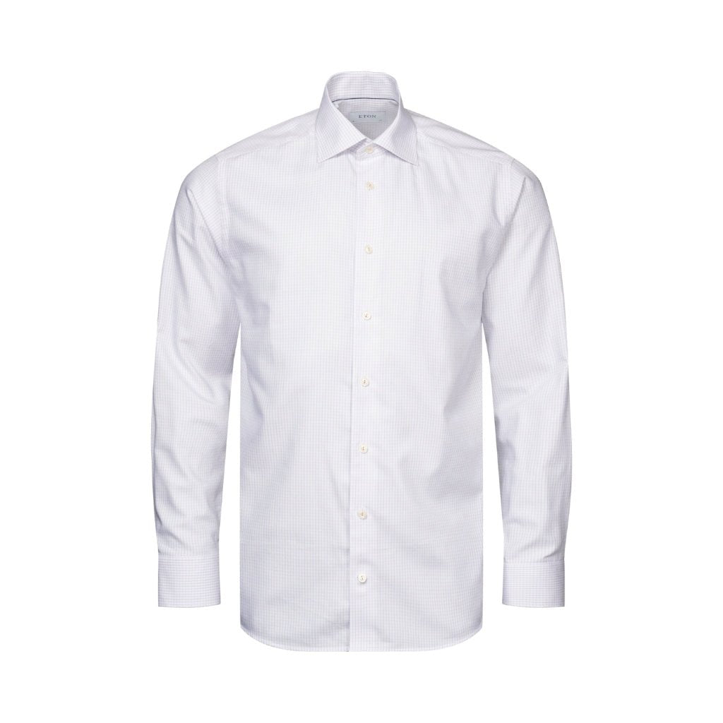 ETON Men's Check Cotton Tencel Dress Shirt - Slim Fit Single Cuff Business Casual Shirt in Pink | Perfect for Office, Wedding & Formal Occasions