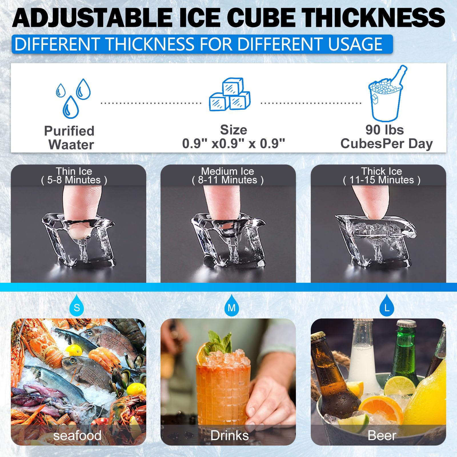 Commercial Ice Maker Machine 110lbs/24H with 33LBS Storage Bin, Stainless Steel Freestanding Ice Machine for Restaurants, Bars & Cafes - Top Loading Under Counter Design with Tap Water System - Perfect for Commercial Kitchens, Outdoor Events & Catering Services