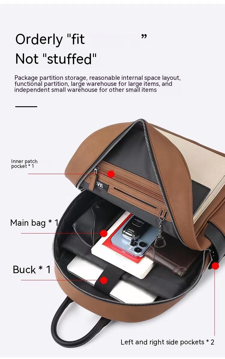 Vegan Leather Laptop Backpack - Stylish Stitching Design, Large Capacity for Work & Travel | Perfect for Office, School & Commuting