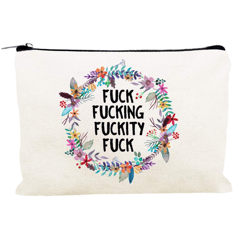 Funny Canvas Cosmetic Bag - Cute Travel Makeup Pouch for Women | Waterproof Toiletry Organizer | Perfect Birthday Gift for Friends, Besties & Coworkers | Great for Travel, Gym, Beach Trips & Daily Use (Style B)