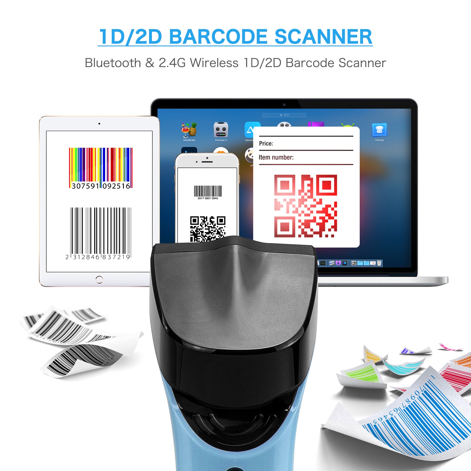 DS7500 2D Wireless Barcode Scanner - Fast & Accurate Bluetooth Handheld Scanner for Retail, Warehouse, Inventory Management - Ideal for Supermarkets, Logistics & Small Businesses