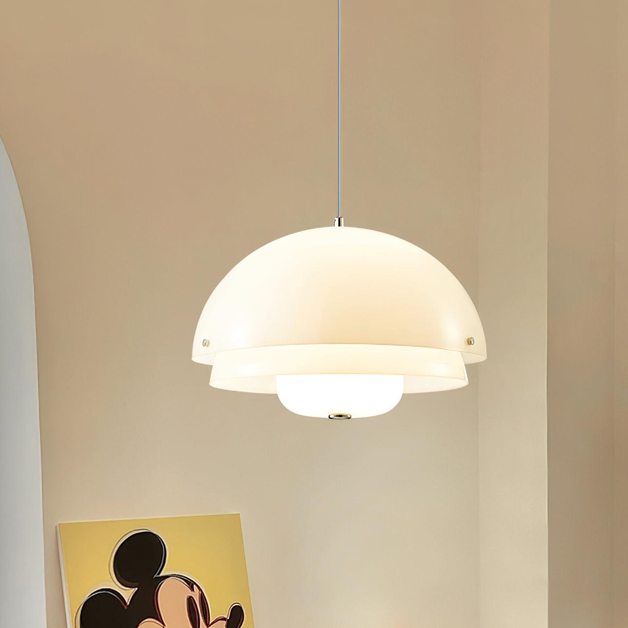 Modern Milk White Layer Pendant Lamp - Elegant Hanging Light Fixture for Dining Room, Kitchen Island or Bedroom Decor