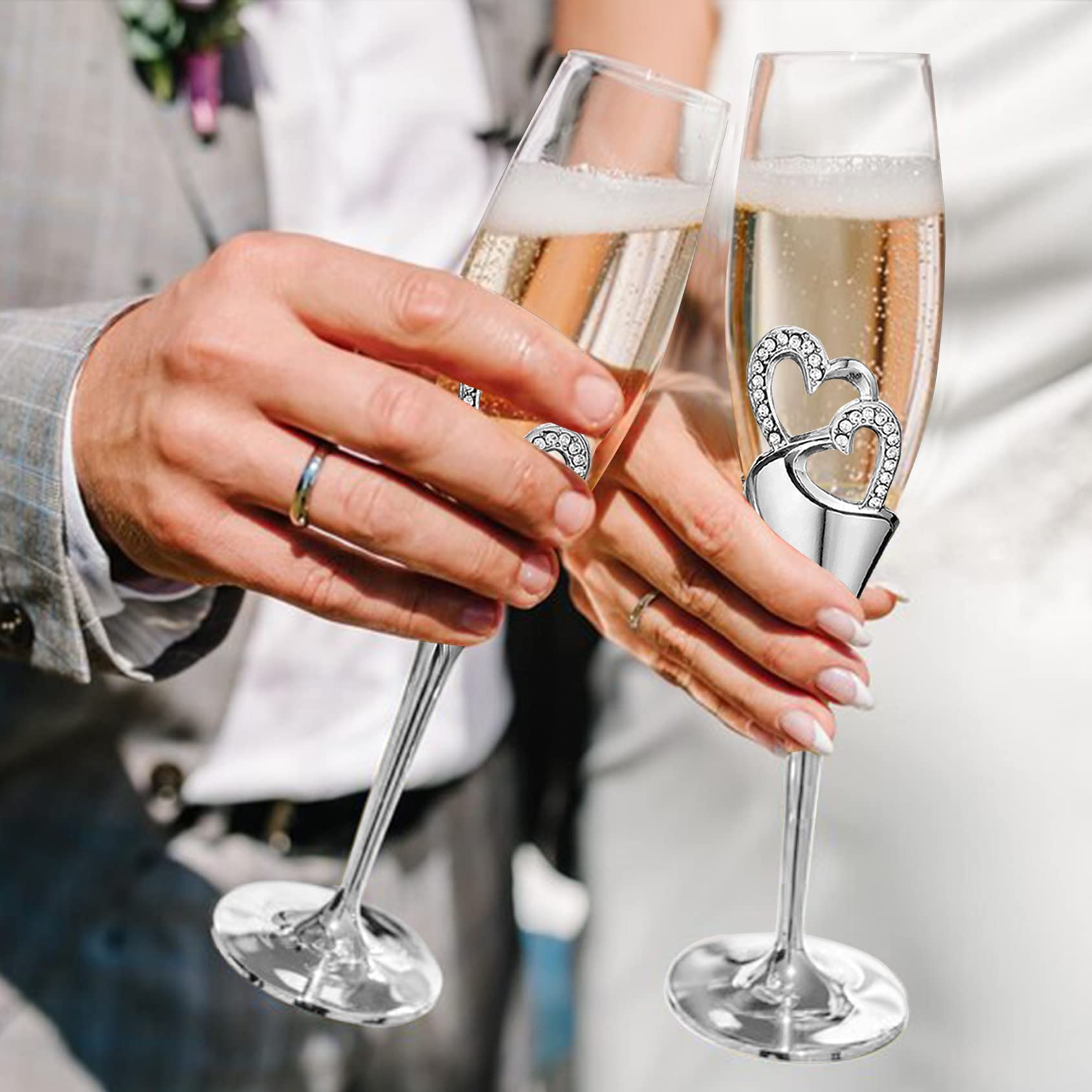Elegant Wedding Cake Knife and Server Set with Champagne Flutes - Premium Cake Cutting Set for Weddings, Engagements & Anniversaries - Perfect Couples Gift for Wedding Ceremonies, Receptions & Romantic Celebrations