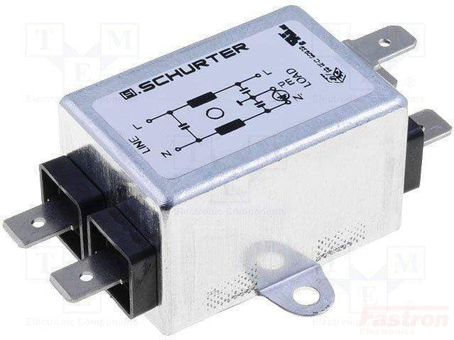 2 Stage EMC RFI Line Filter 10A 250VAC FSS2.90.10/3 - High Symmetrical & Asymmetrical Attenuation for Industrial Equipment & Power Supplies