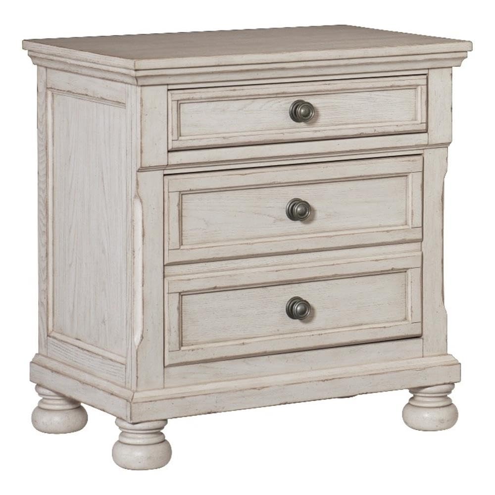 Homelegance 2-Drawer Nightstand with Solid Wood Construction - Antique White Finish for Bedroom Furniture - Perfect for Bedside Storage & Home Decor