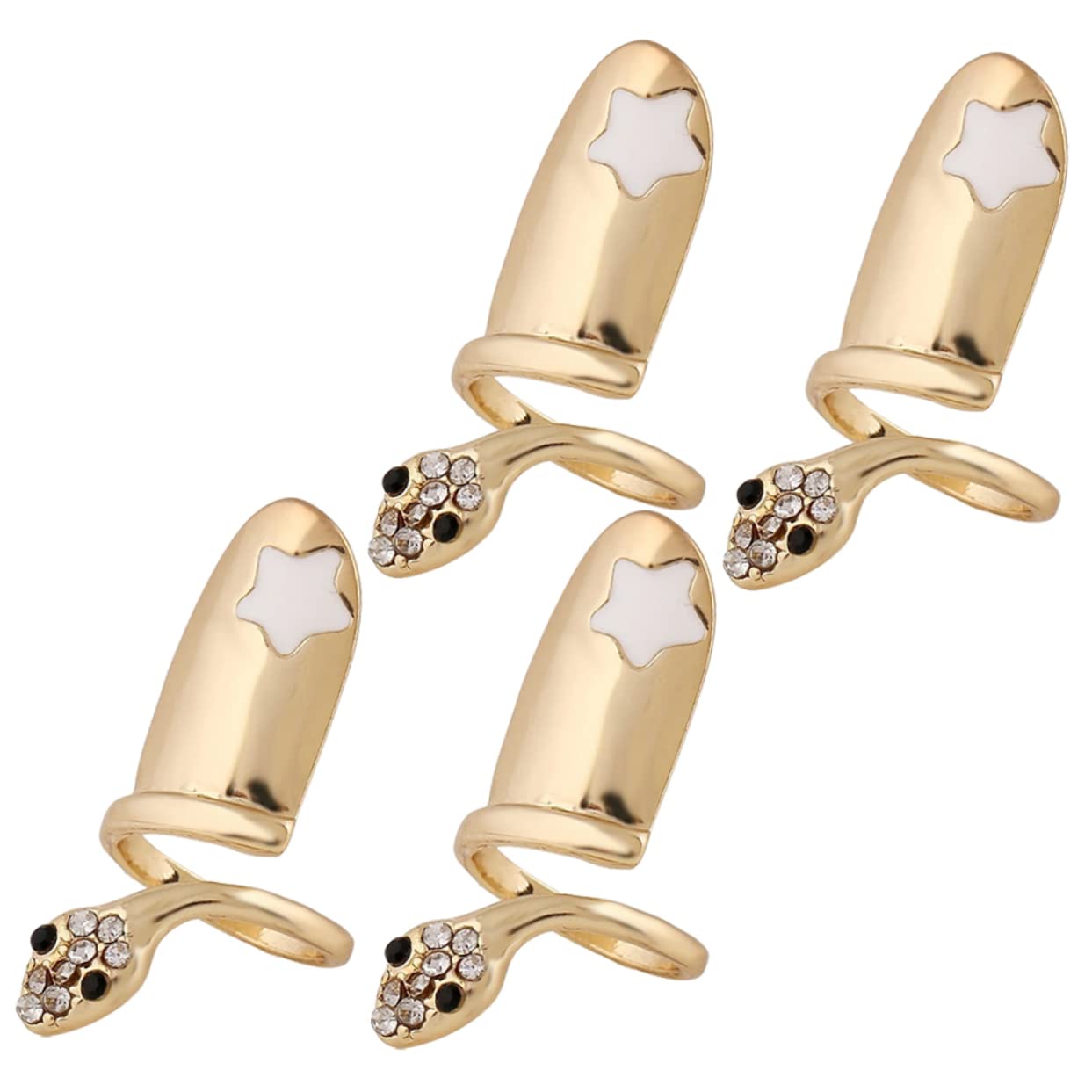 Beaupretty 4pcs Golden Alloy Nail Rings for Women - Elegant Nail Jewelry Embellishments & Finger Ring Decorations | Perfect for Parties, Weddings, and Daily Fashion Accessories