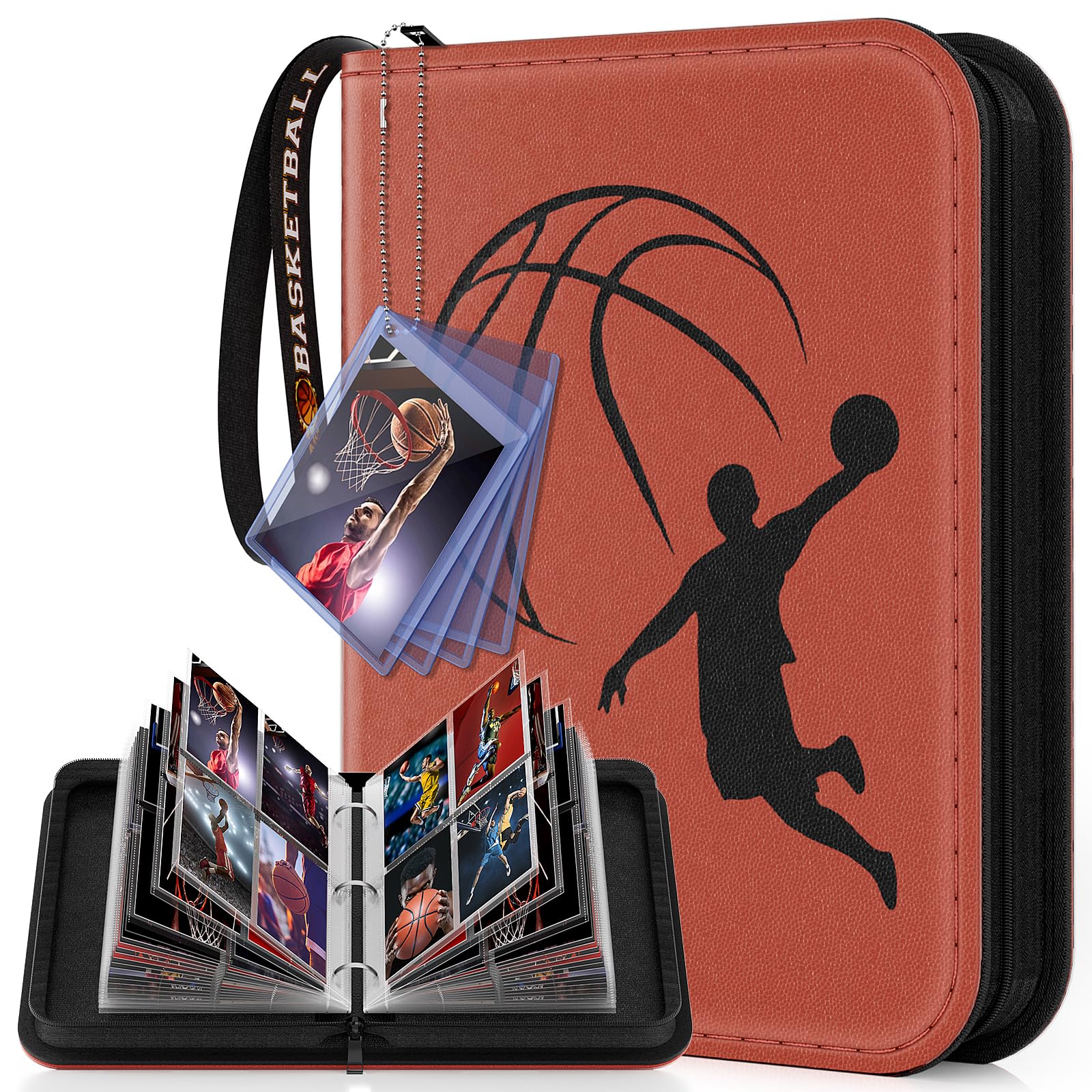 440-Pocket Basketball Trading Card Binder - Premium Sports Card Album with Display Design & Wristband - Compatible with 2024-2025 NBA Cards - Perfect for Collectors, Tournaments & Card Storage Organization