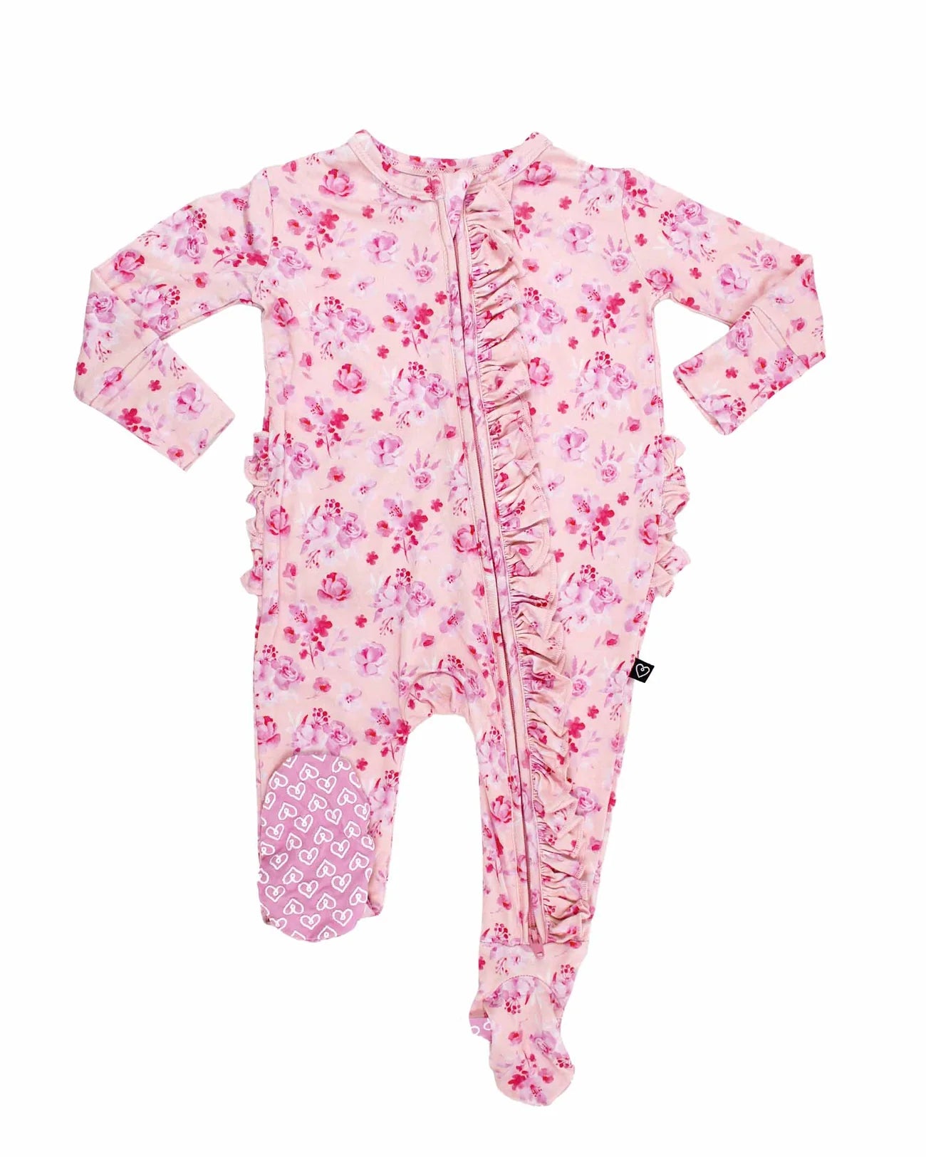 Lev Baby Eliana Ruffled Zippered Footie - Soft Cotton Baby Romper with Cute Ruffle Details - Perfect for Newborn Photoshoots, Playdates & Everyday Comfort