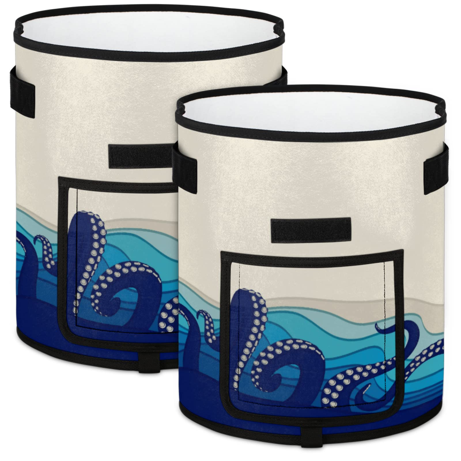 Ocean Sea 2 Pack 7 Gallon Grow Bags with Handles & Harvest Window - Octopus Tentacles Design Planter Pots for Potatoes, Tomatoes, Vegetables | Perfect for Indoor/Outdoor Gardening, Balcony Planting & Urban Farming