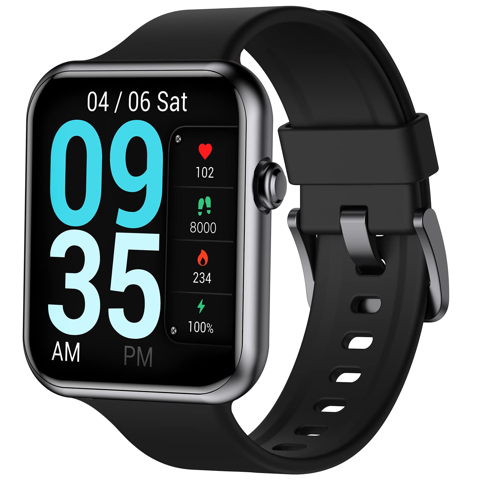 Fitniv Smart Watch for Women & Men - Fitness Tracker with Heart Rate Monitor, Sleep Tracking, SpO2 Sensor, 5ATM Waterproof & Step Counter - Compatible with iPhone & Android - Black - Ideal for Running, Swimming & Daily Activity Tracking