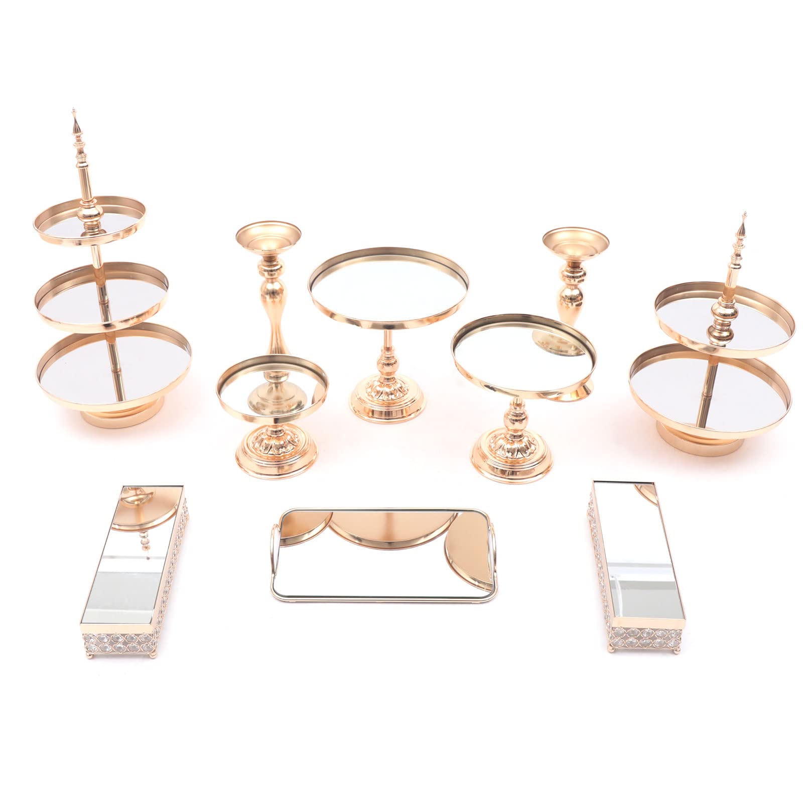 10-Pack Gold Metal Cake Stand Cupcake Holder Set - Elegant Dessert Display Serving Platter for Birthday, Wedding, Party Decoration - Perfect for Buffet Tables, Dessert Bars & Special Events