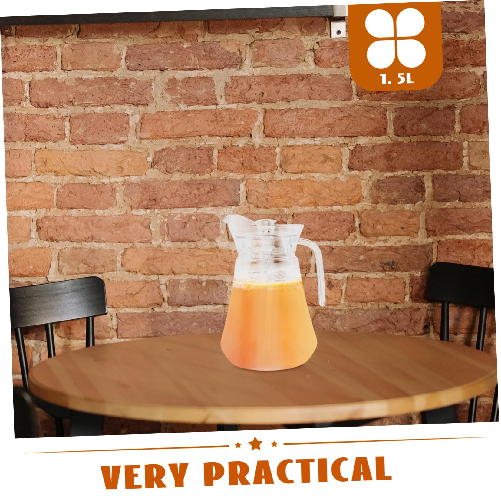 1.5L Borosilicate Glass Water Pitcher with Lid - Hot & Cold Beverage Carafe for Juice, Coffee, Lemonade, Iced Tea - Clear Plastic-Free Jug for Home, Office, and Outdoor Use