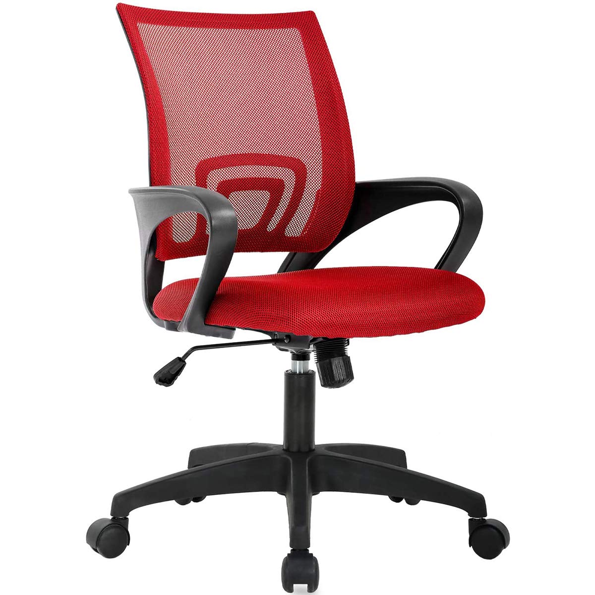 Ergonomic Mesh Office Chair with Lumbar Support - Adjustable Swivel Desk Chair for Home & Work (Red)