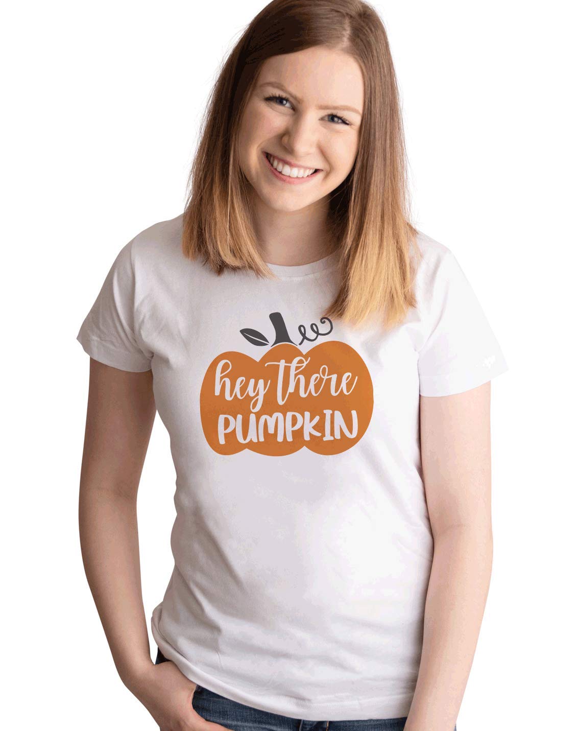 7 ate 9 Apparel Women's 'Hey There Pumpkin' Fall Graphic Tee - Cute Autumn Shirt for Halloween, Thanksgiving & Cozy Seasonal Outfits