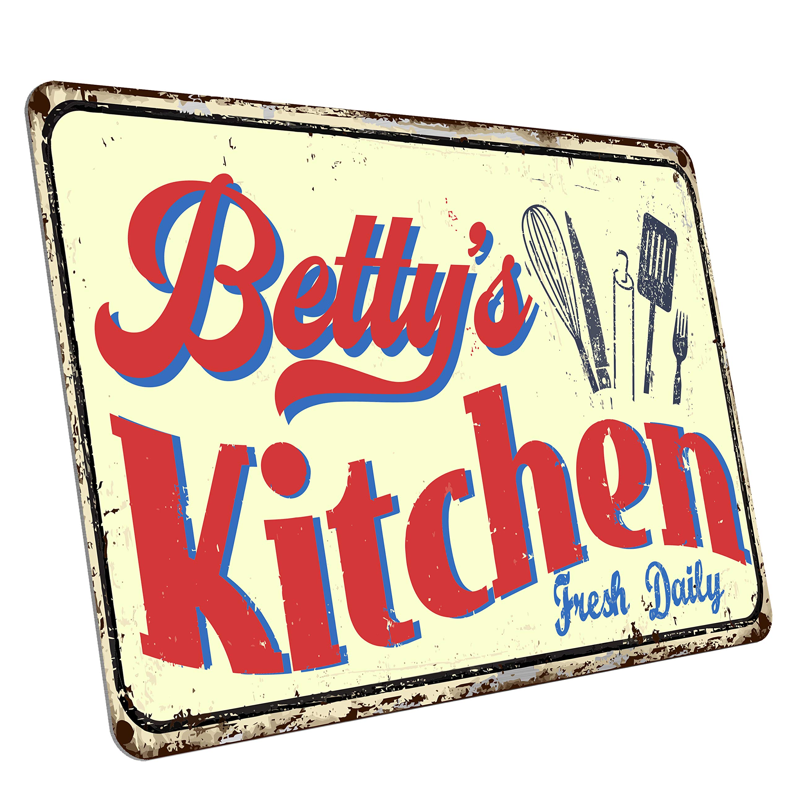 Vintage Personalized Kitchen Sign - Custom Family Wall Art Decor with Retro Design & Text, 8 x 12 Inches - Perfect for Housewarming Gifts, Farmhouse Kitchen Decor, and Cozy Home Styling
