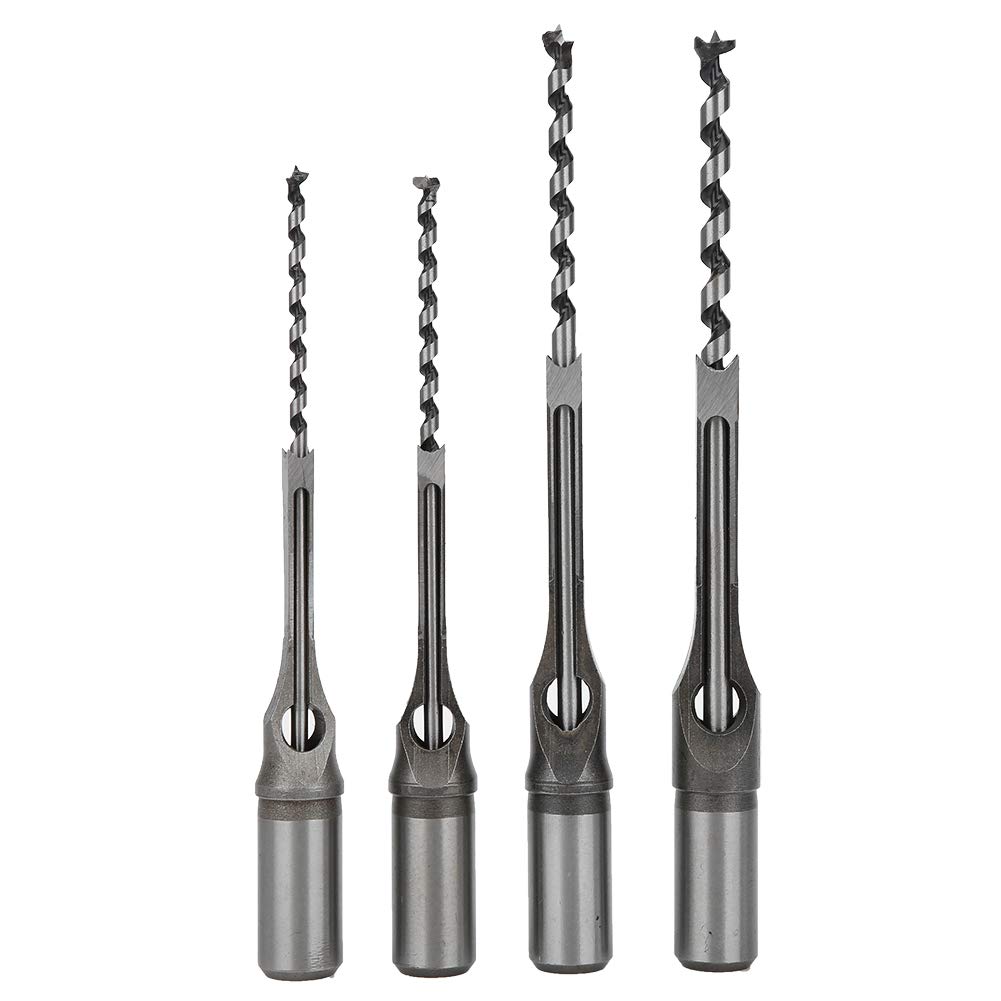 Square Hole Chisel Drill Bit Set - Woodworking Square Hole Saw Kit for Density Board, MDF & Hardwood - Perfect for Cabinetry, Furniture Making & DIY Wood Projects