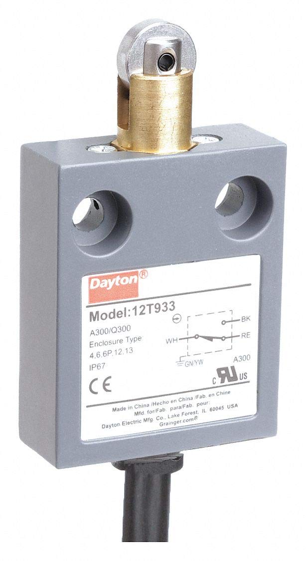 Dayton 12T933 Mini Limit Switch SPDT Vertical Roller Plunger - Perfect for Industrial Automation, CNC Machines & Safety Control Systems