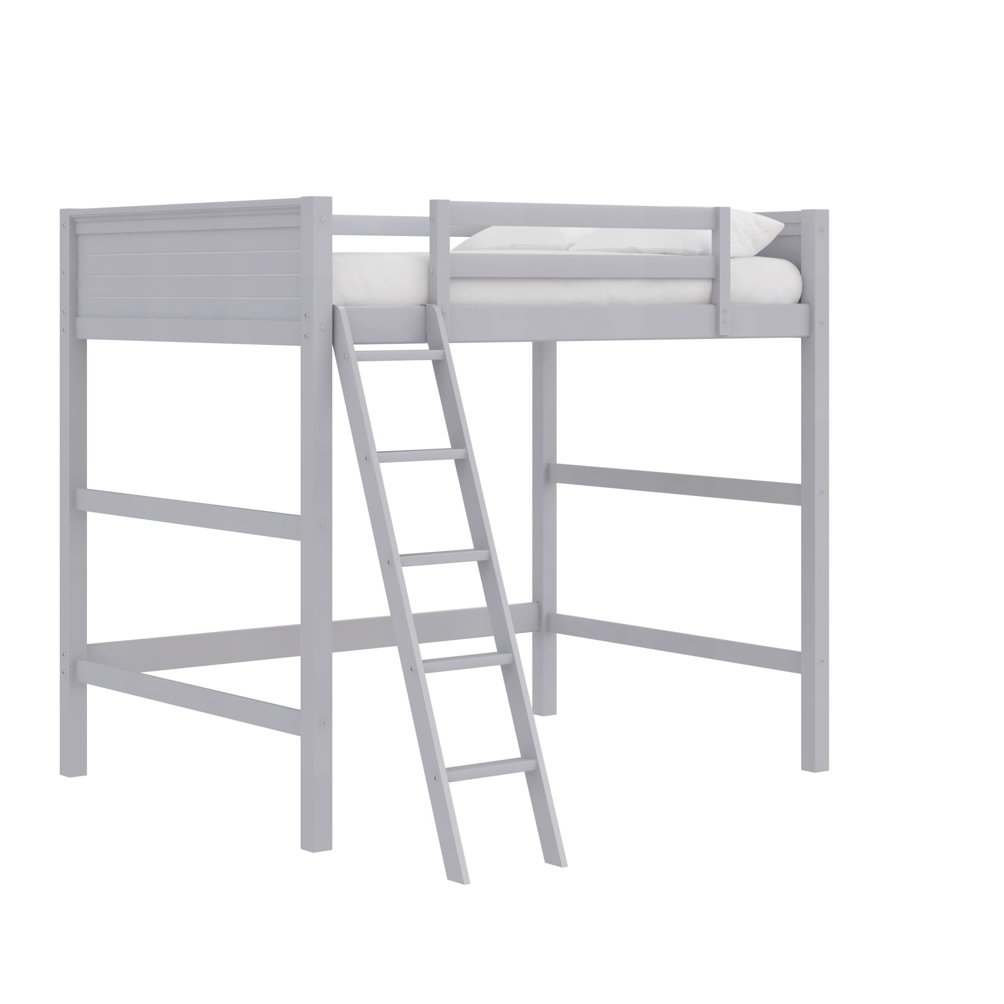 Dorel Living Denver Full Size Wood Loft Bed for Kids - Gray Wooden Frame | Perfect for Small Bedrooms, Dorms & Space-Saving Kids' Rooms