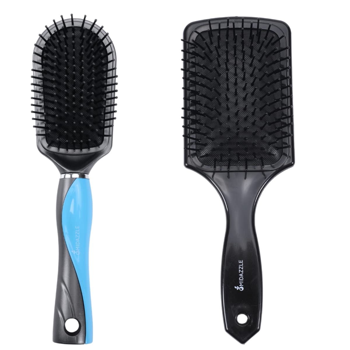 Midazzle Premium Paddle Hair Brush for Men & Women - Detangling & Styling with Cushion Base - Pack of 2 (HB2-11) - Perfect for Home, Travel & Salon Use