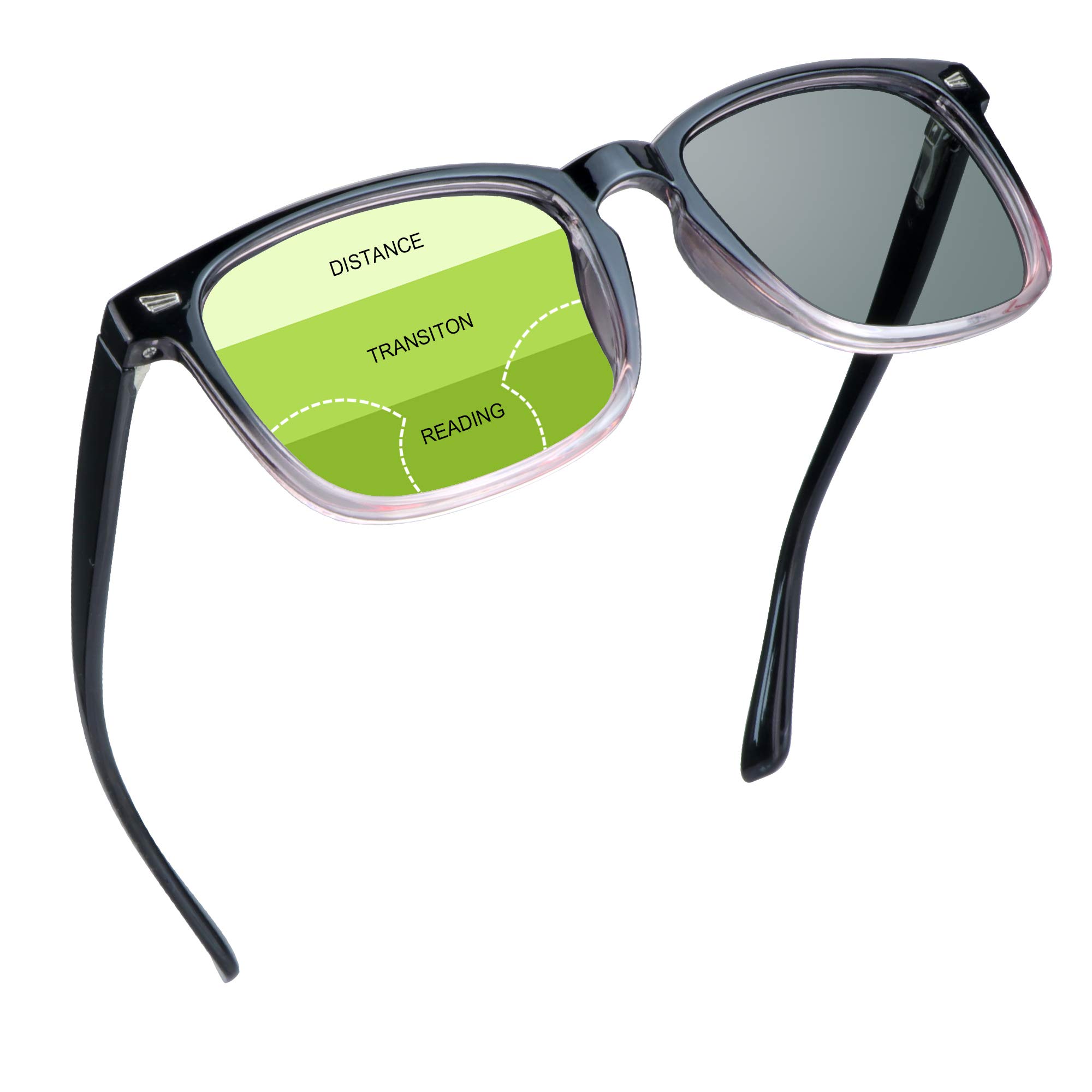 YEIN Progressive Multifocal Presbyopic Glasses - Photochromic Gray Sunglasses for Men & Women (0.00 to +1.50 Magnification) - Perfect for Reading, Driving & Outdoor Activities