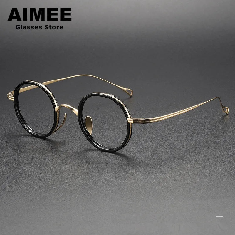 Aimee Women's Full Rim Round Titanium Acetate Eyeglasses 480871 - Lightweight & Durable Frame for Work, Reading & Everyday Use